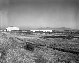 Image: negative: San Francisco International Airport (SFO), hangars and buildings