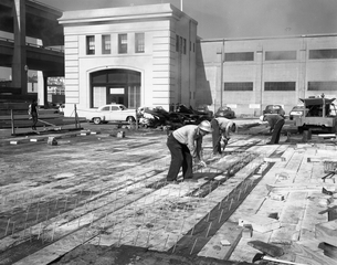 Image: negative: SFO Helicopter Airlines, downtown San Francisco heliport construction