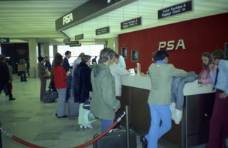 Image: negative: San Francisco International Airport (SFO), Pacific Southwest Airlines (PSA), ticket counter