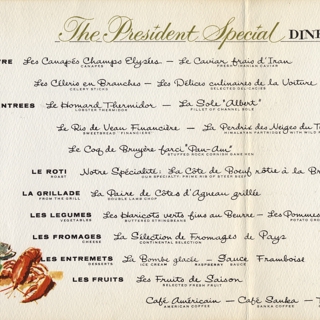 Image #1: menu: Pan American World Airways, President Special (First) Class