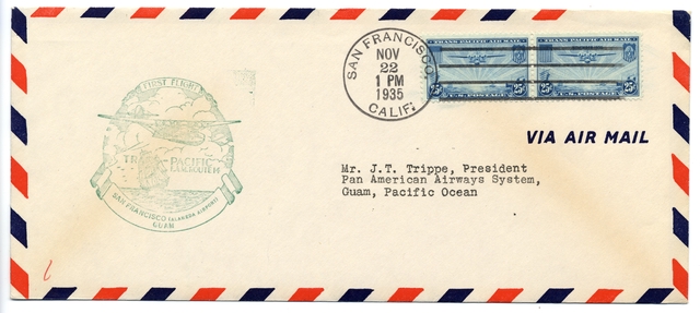 Airmail flight cover: Pan American Airways, FAM-14, San Francisco (Alameda) - Guam route