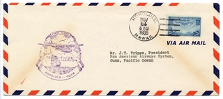 Image: airmail flight cover: Pan American Airways, FAM-14, Honolulu - Guam route