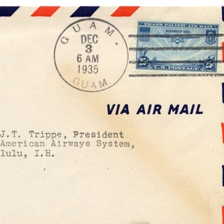 Image #1: airmail flight cover: Pan American Airways, FAM-14; Guam - Honolulu route