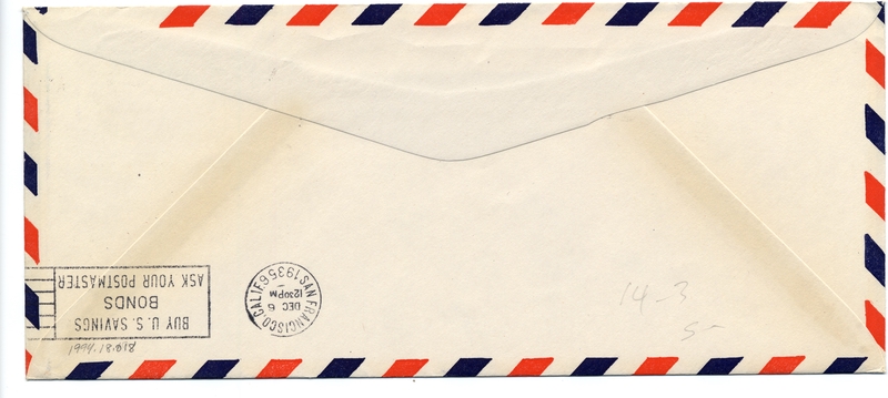 Image: airmail flight cover: Pan American Airways, FAM-14, Honolulu - San Francisco route