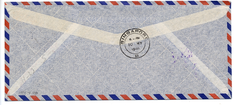 Image: airmail flight cover: Pan American Airways, Manila - Singapore route