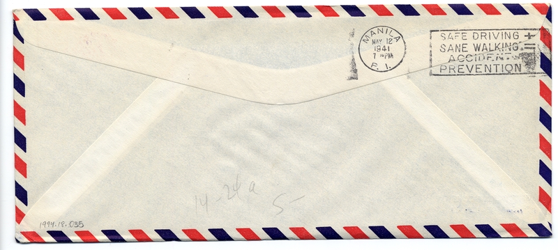 Image: airmail flight cover: Pan American Airways, Singapore - Manila route