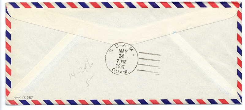 Image: airmail flight cover: Pan American Airways, Singapore - Guam route