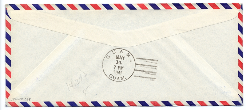 Image: airmail flight cover: Pan American Airways, Singapore - Guam route