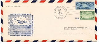 Image: airmail flight cover: United States Air Mail, FAM-19, San Francisco - Canton Island route