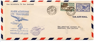 Image: airmail flight cover: Pan American Airways, first airmail flight, Noumea (New Caledonia) - Auckland route