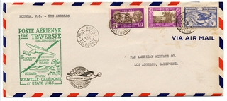 Image: airmail flight cover: Pan American Airways, first airmail flight, Noumea (New Caledonia) - Los Angeles route