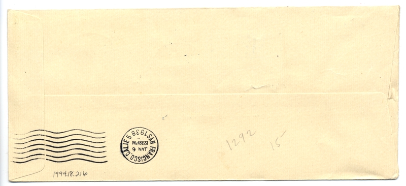 Image: airmail flight cover: Pan American Airways, Auckland - San Francisco route