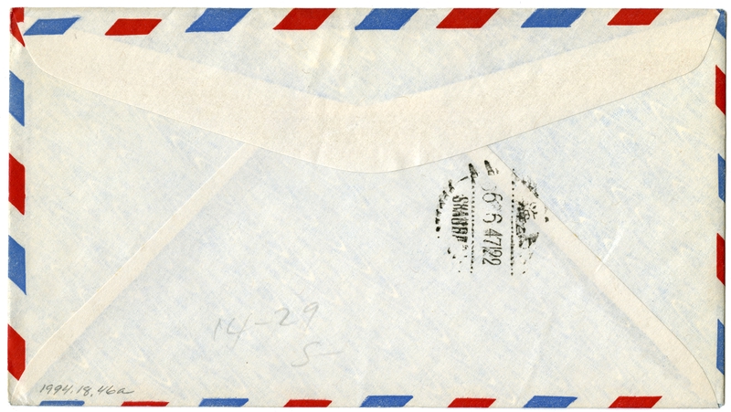 Image: airmail flight cover: Pan American World Airways, FAM-14, Honolulu - Shanghai route