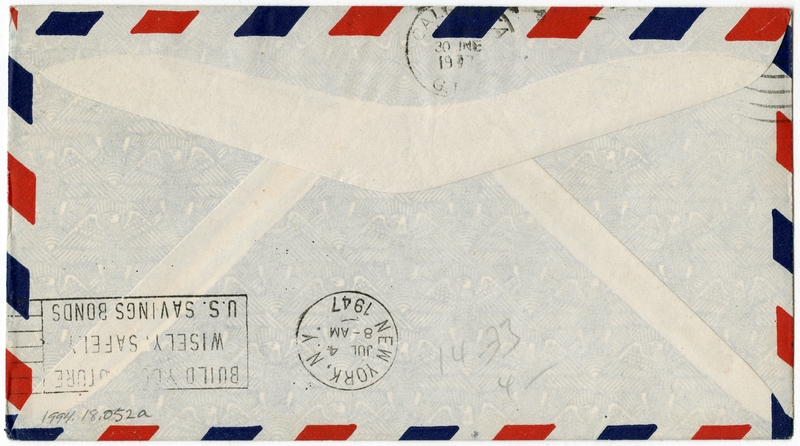 Image: airmail flight cover: Pan American World Airways, FAM-14, Honolulu - Calcutta route