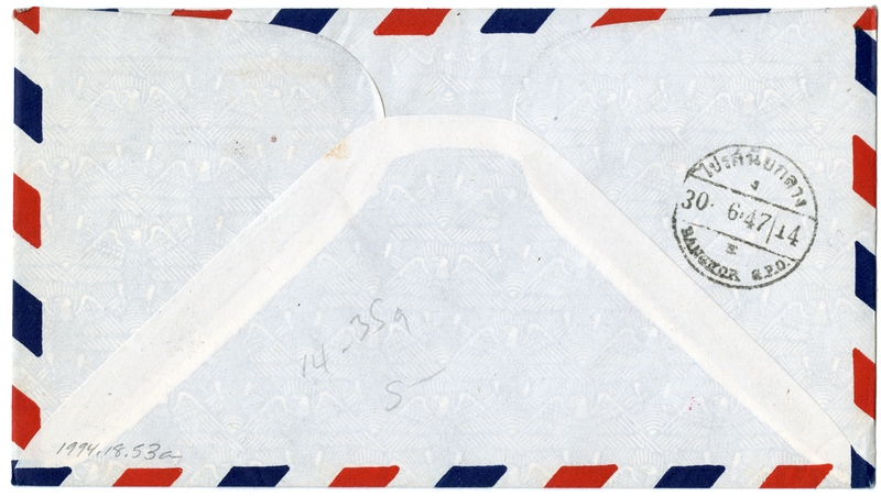 Image: airmail flight cover: Pan American World Airways, Manila - Bangkok route