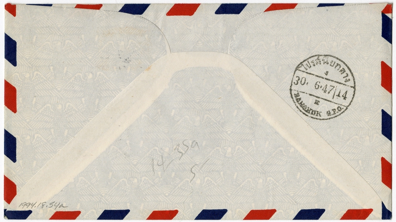Image: airmail flight cover: Pan American World Airways, Manila - Bangkok route