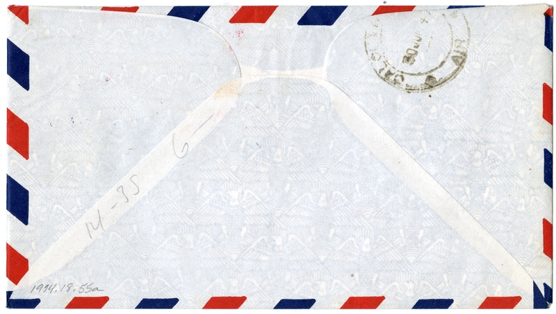 Image: airmail flight cover: Pan American World Airways, Manila - Calcutta route