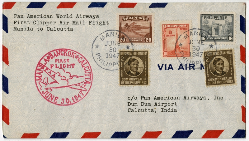 Image: airmail flight cover: Pan American World Airways, Bangkok - Calcutta route
