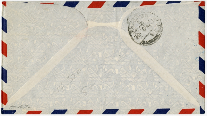 Image: airmail flight cover: Pan American World Airways, San Francisco - Bangkok route