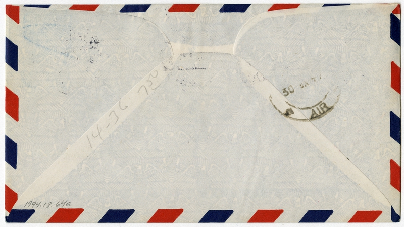 Image: airmail flight cover: Pan American World Airways, Bangkok - Calcutta route