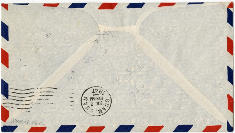 Image: airmail flight cover: Pan American World Airways, Bangkok - Guam route
