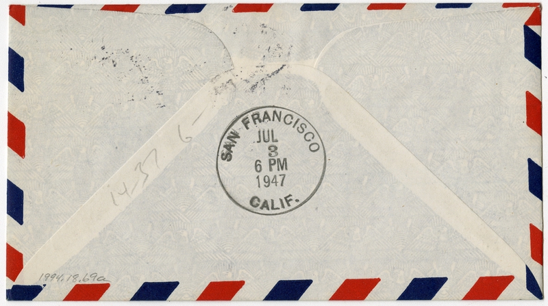 Image: airmail flight cover: Pan American World Airways, Bangkok - San Francisco route
