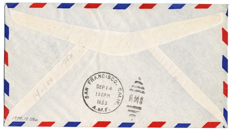 Image: airmail flight cover: Pan American World Airways, Rangoon - San Francisco route