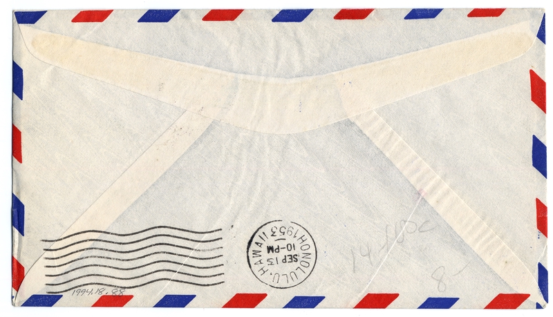 Image: airmail flight cover: Pan American World Airways, Rangoon - Honolulu route