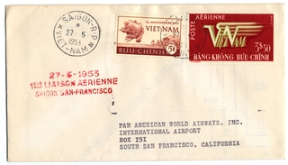 Image: airmail flight cover: Pan American World Airways, Saigon - San Francisco route