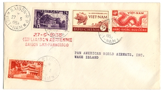 Image: airmail flight cover: Pan American World Airways, Saigon - Wake Island route