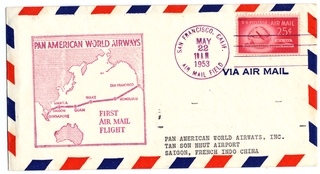 Image: airmail flight cover: Pan American World Airways, San Francisco - Saigon route