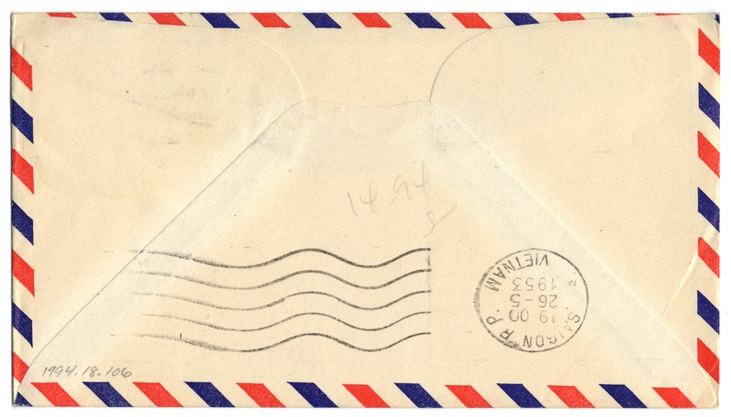 Image: airmail flight cover: Pan American World Airways, Guam - Saigon route