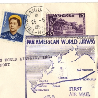 Image #1: airmail flight cover: Pan American World Airways, Saigon - Singapore route