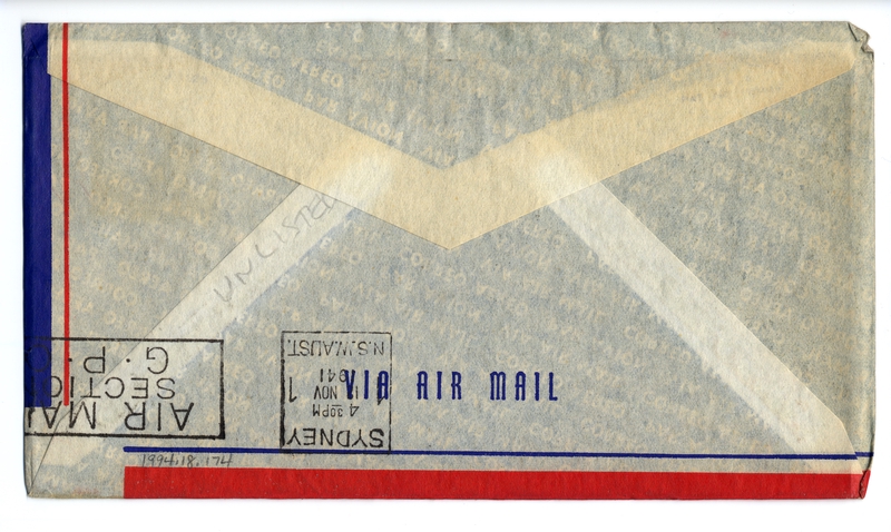 Image: airmail flight cover: Transpacific Air Mail, Suva (Fiji) - Sydney route