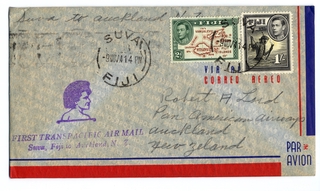 Image: airmail flight cover: Transpacific Air Mail, Suva (Fiji) - Auckland route
