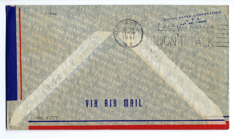 Image: airmail flight cover: Transpacific Air Mail, Suva (Fiji) - Auckland route