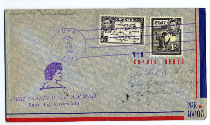 Objects | airmail flight cover: Transpacific Air Mail, Suva (Fiji ...