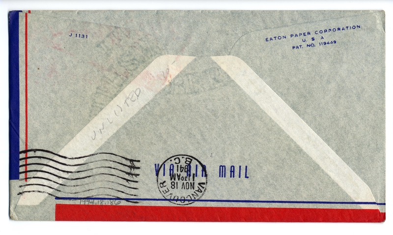 Image: airmail flight cover: Transpacific Air Mail, Suva (Fiji) - Vancouver route