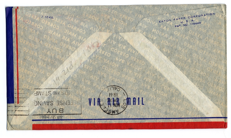 Image: airmail flight cover: Transpacific Air Mail, Suva (Fiji) - Los Angeles route