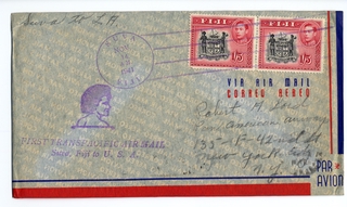 airmail flight cover: Transpacific Air Mail, Suva (Fiji) - Los Angeles route