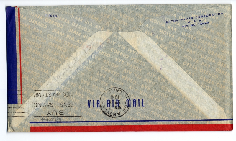 Image: airmail flight cover: Transpacific Air Mail, Suva (Fiji) - Los Angeles route