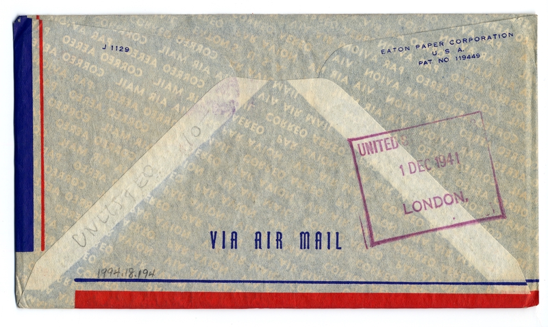 Image: airmail flight cover: Transpacific Air Mail, Suva (Fiji) - London route