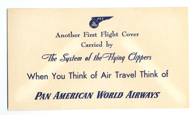 Image: airmail flight cover: Pan American World Airways, Sydney - Suva (Fiji) route