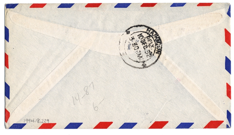 Image: airmail flight cover: Pan American World Airways, Wake Island - Rangoon route