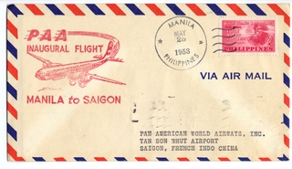 Image: airmail flight cover: Pan American World Airways, Manila - Saigon route