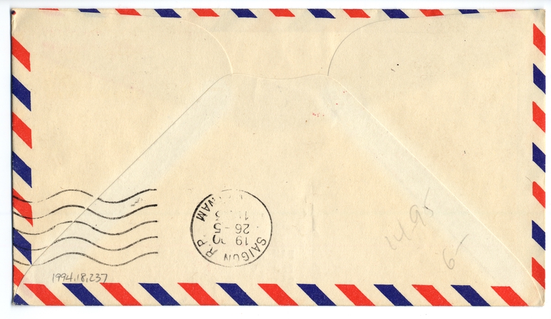 Image: airmail flight cover: Pan American World Airways, Manila - Saigon route