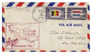 Image: airmail flight cover: United States Air Mail, FAM-5, Los Angeles - Guatemala City route