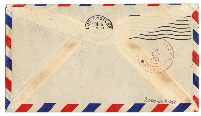 Image: airmail flight cover: United States Air Mail, FAM-5, Los Angeles - Guatemala City route