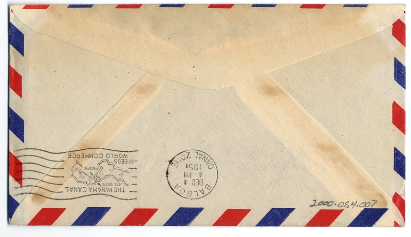 Image: airmail flight cover: United States Air Mail, FAM-5, Los Angeles - Balboa Canal Zone