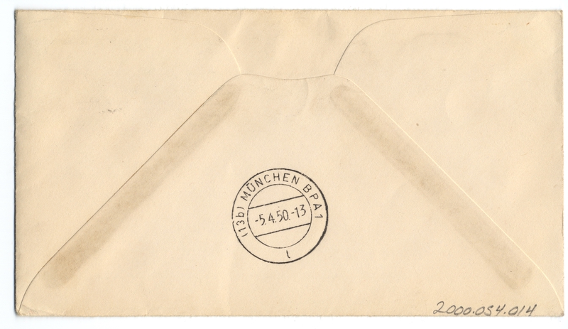 Image: airmail flight cover: Boston - Munich route